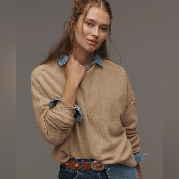 Anthropologie Sweaters - Anthropologie Pilcro The Alani Cashmere Mock-Neck Sweater Camel Casual Size S